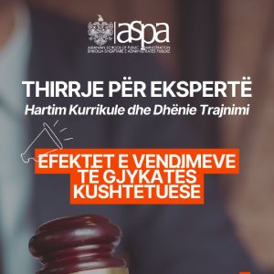 Thirrje për ekspertë për hartim kurrikule dhe dhënie trajnimi për temën “Efektet e vendimeve të Gjykatës Kushtetuese”