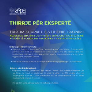 Hartim kurrikule & dhënie trajnimi – Ndjekja & zbatimi i detyrimeve sipas grupkapitujve në kuadër të pozicionit negociues & piketave mbyllëse