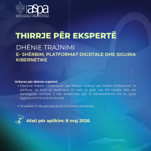 Thirrje për ekspertë – E-shërbim, platformat digjitale dhe siguria kibernetike