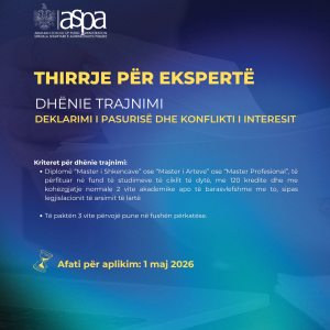 Call for experts – Asset declaration and Conflict of interest